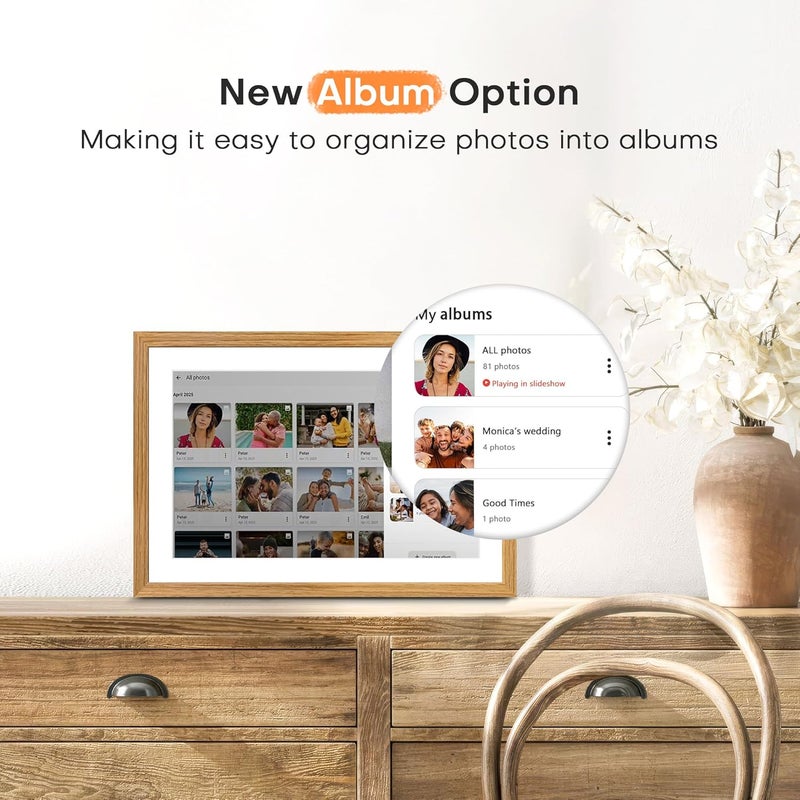 Pastigio Digital Picture Frame Frameo, 10.1 Inch Digital Photo Frame WiFi, Electric Slideshow Frame 1280 * 800IPS Touch Screen, Auto-Rotate, Share Videos Pictures, 32GB Memory, Gifts for Mom - Image 4